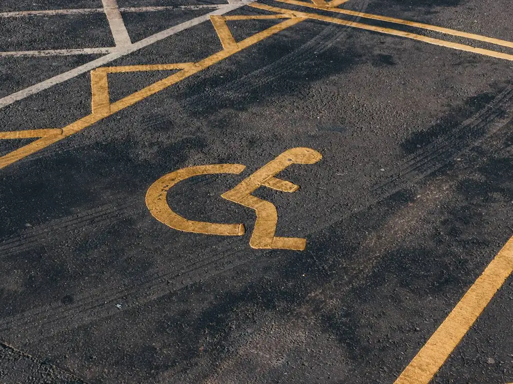 Freshly painted accessible parking stall